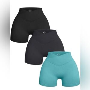 Women's High Waisted Ribbed Gym Shorts